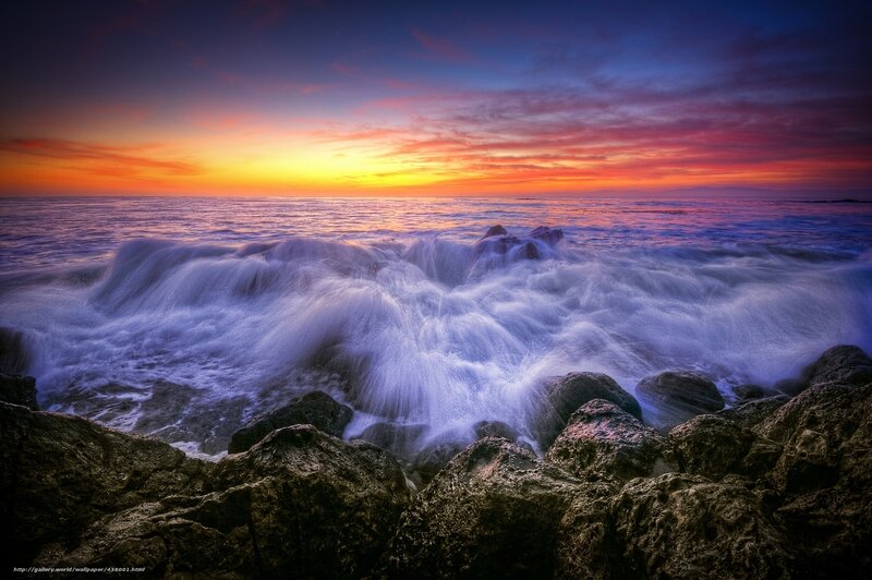 Ocean waves at sunset