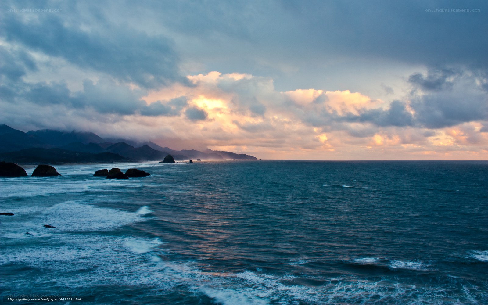 Ocean waves at sunset