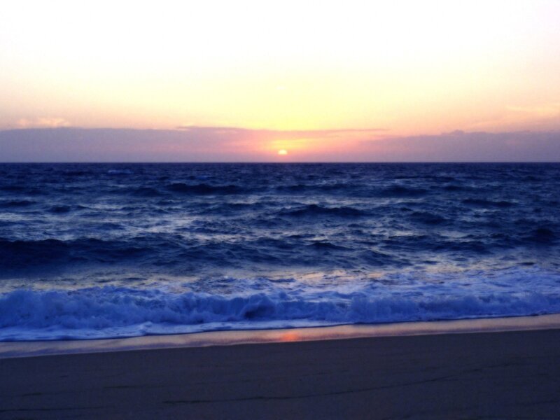 Ocean Waves at Sunset — Blue, Beach