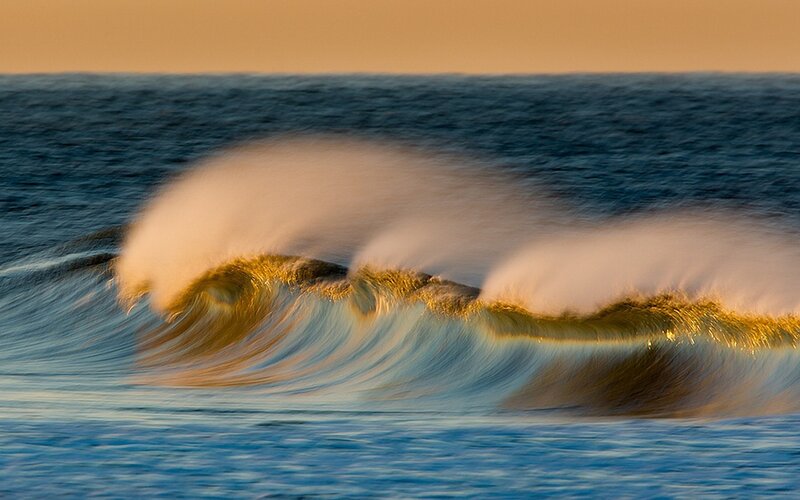 Ocean Waves at Sunset — Blue, Dramatic, Photograph, Sea, Sky