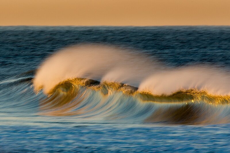 Ocean Waves at Sunset — Blue, Dramatic, Photograph, Sunlight, Sea Foam