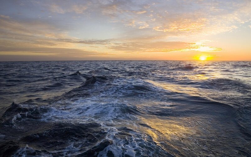 Ocean Waves at Sunset — Blue, Orange