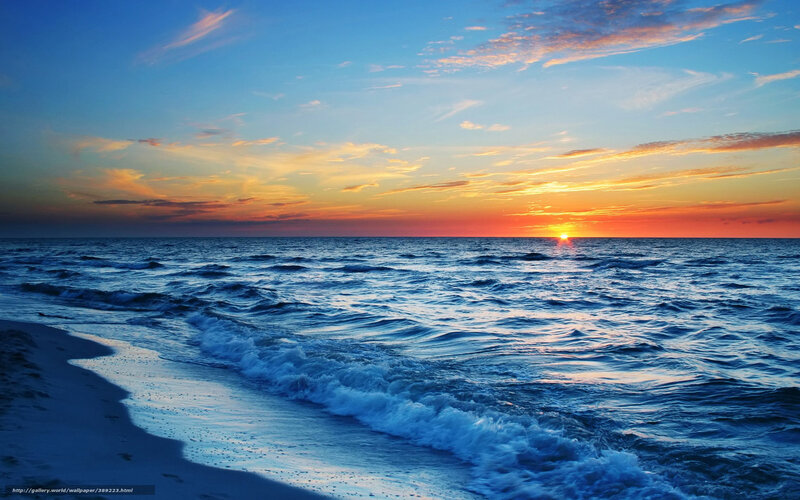 Ocean Waves at Sunset — Blue, Serene, Photograph, Beach, Sun, Sky