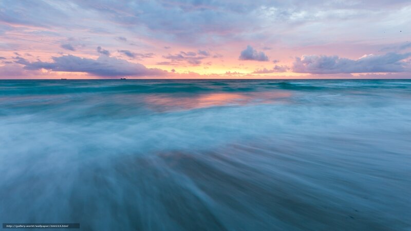 Ocean Waves at Sunset — Blue, Serene, Photograph, Sky, Clouds, Ship