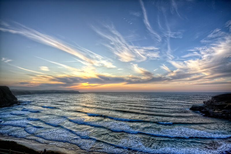 Ocean Waves at Sunset — Blue, Serene, Photograph, Sky