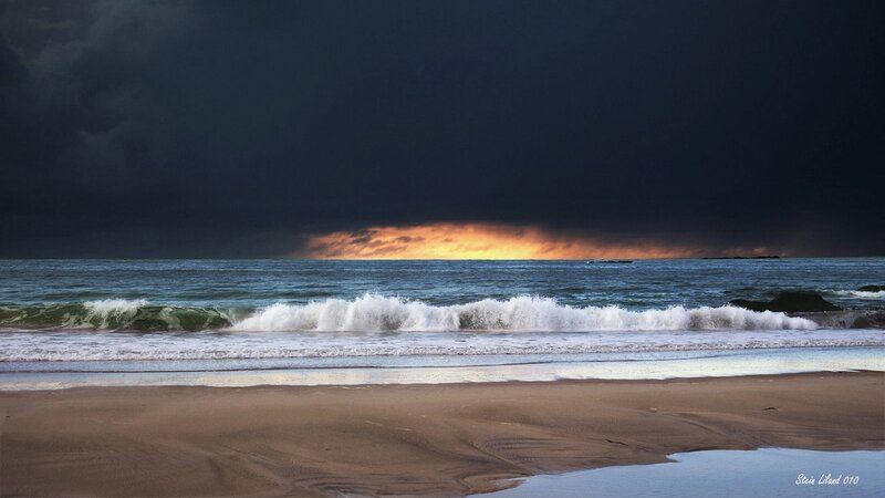 Ocean Waves at Sunset — Brown, Dramatic