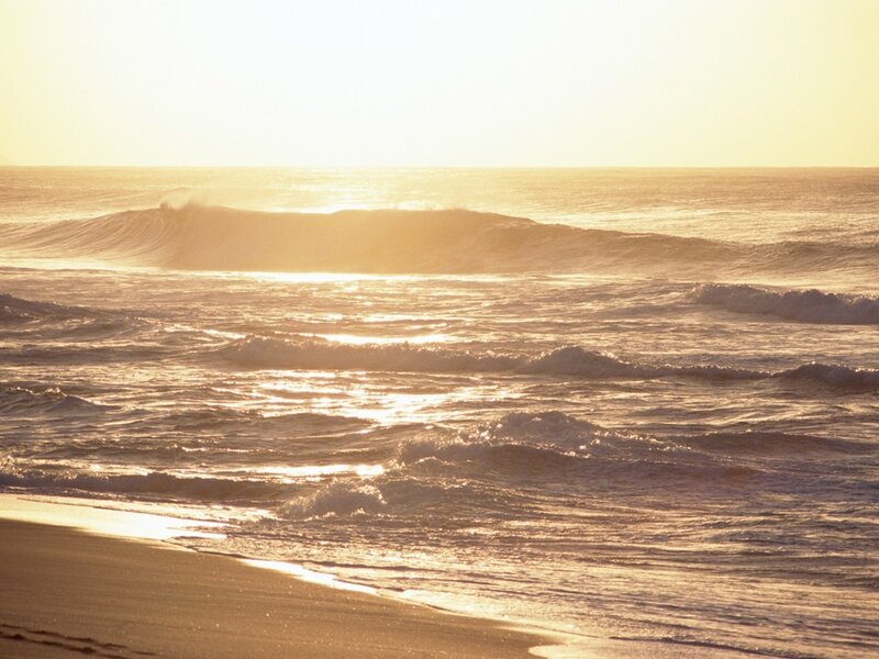 Ocean Waves at Sunset — Gold