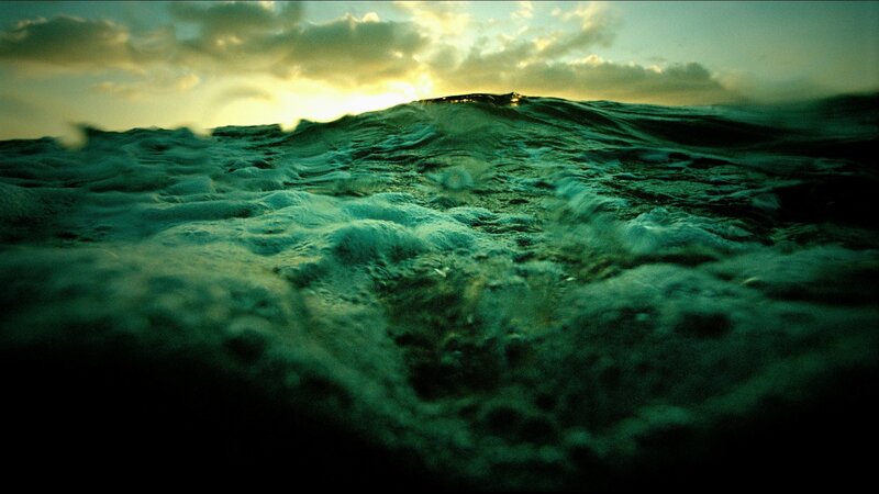 Ocean Waves at Sunset — Green, Dramatic, Photograph, Sky, Sun