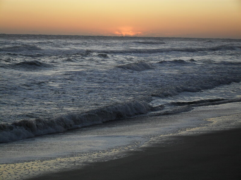 Ocean Waves at Sunset — Orange, Calm, Photograph