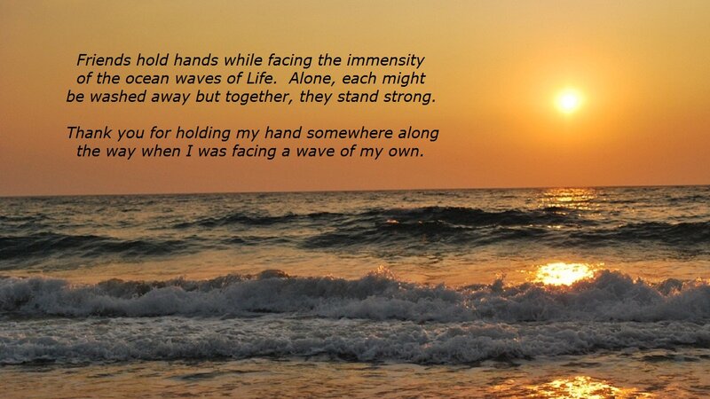Ocean Waves at Sunset — Orange, Serene, Photograph, Sun, Text