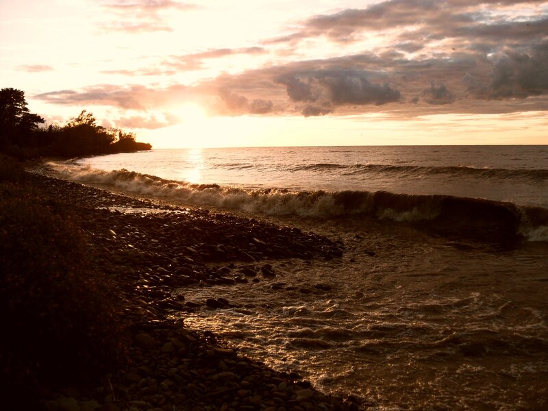Ocean Waves at Sunset — Orange
