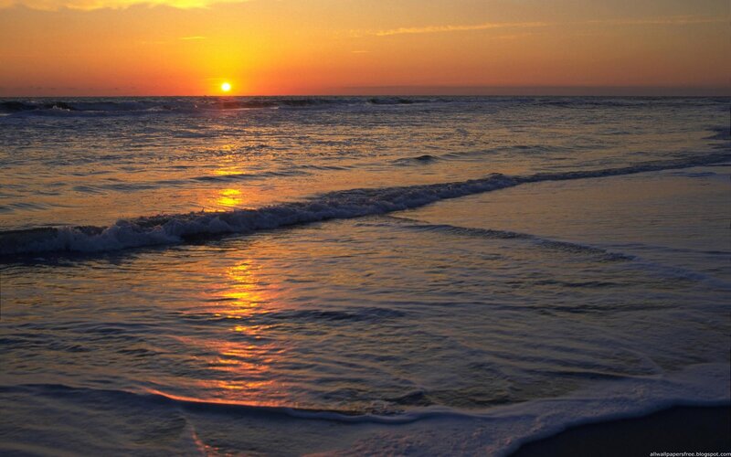 Ocean Waves at Sunset — Orange, Yellow