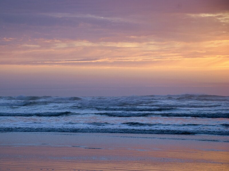 Ocean Waves at Sunset — Purple, Beach