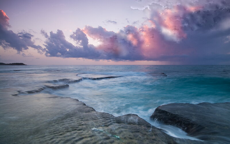 Ocean Waves at Sunset — Purple, Dramatic