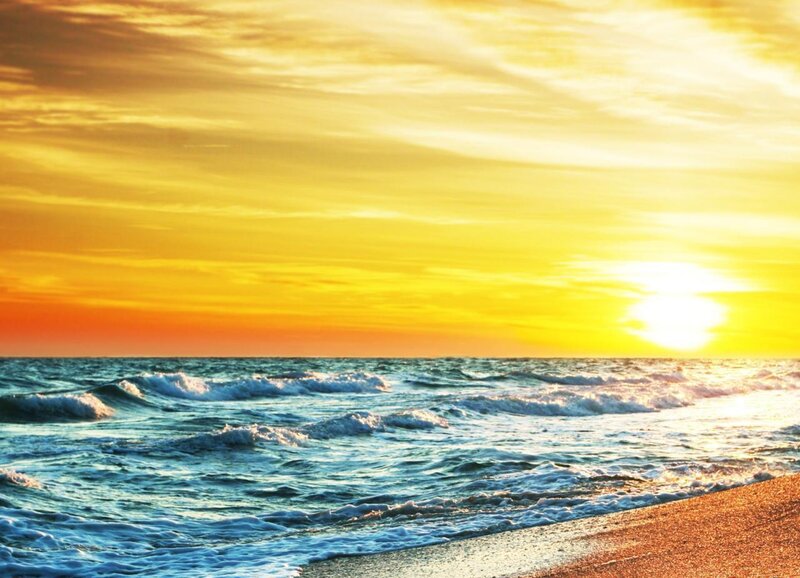 Ocean Waves at Sunset — Yellow, Photograph