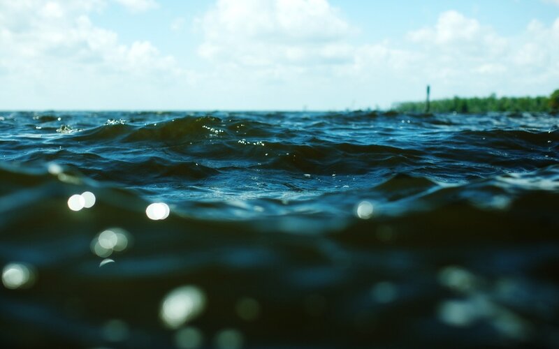Ocean Waves at Surface — Blue, Calm