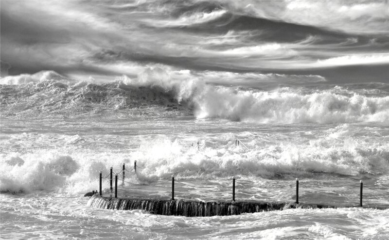 Ocean Waves Crashing — Black, Dramatic, Photograph