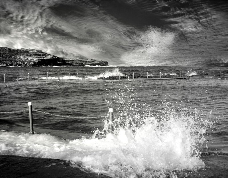 Ocean Waves Crashing — Black