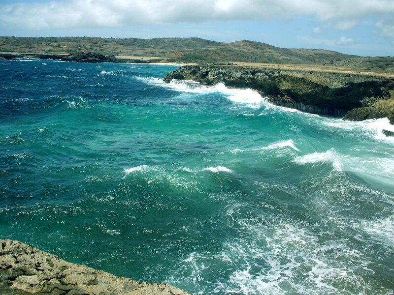 Ocean Waves Crashing — Blue, Dramatic, Afternoon, Photograph, Cliffs, Sea, Sky
