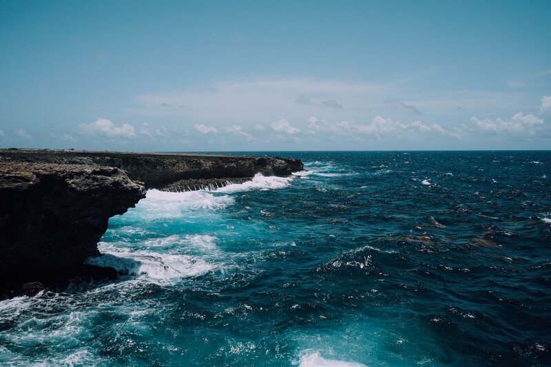 Ocean Waves Crashing — Blue, Dramatic, Afternoon, Photograph, Cliffs, Sky