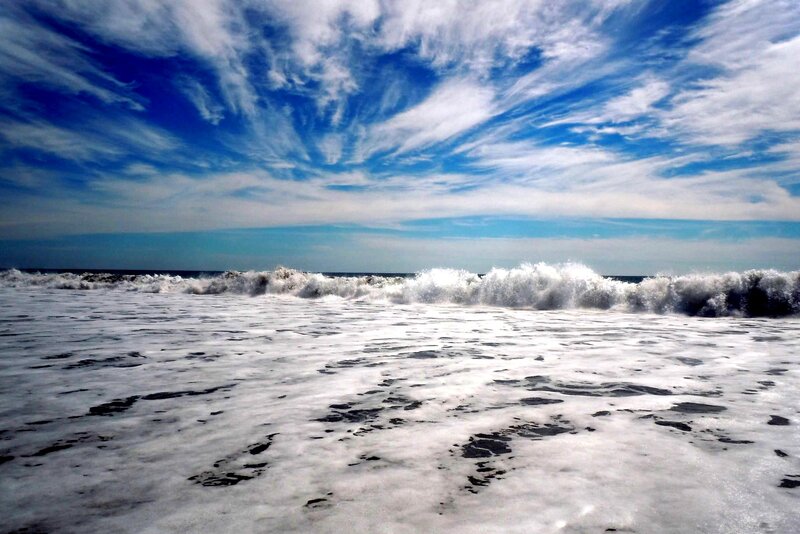 Ocean Waves Crashing — Blue, Dramatic, Afternoon, Photograph, Foam