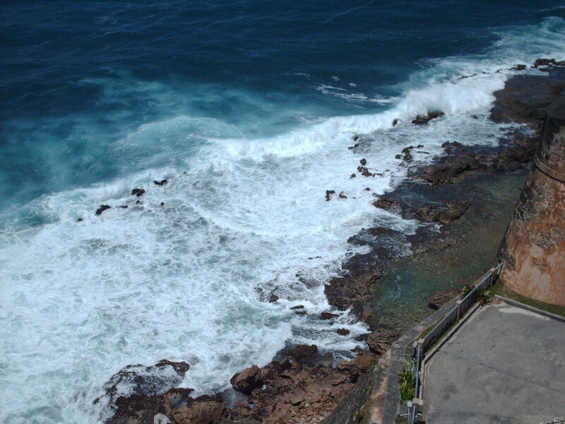 Ocean Waves Crashing — Blue, Dramatic, Afternoon, Photograph, Rocks, Sea, Wall
