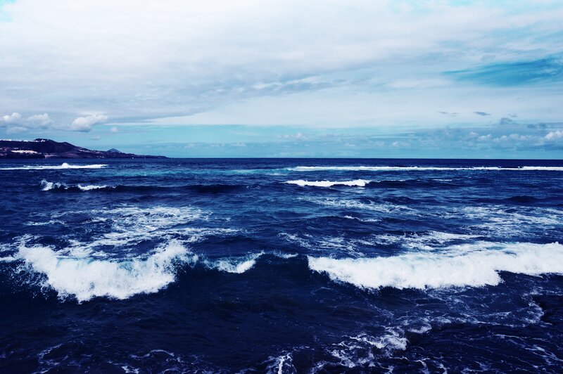 Ocean Waves Crashing — Blue, Dramatic, Afternoon, Photograph, Sea, Sky