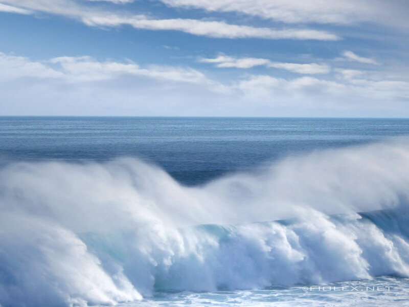 Ocean Waves Crashing — Blue, Dramatic, Afternoon, Photograph, Sky