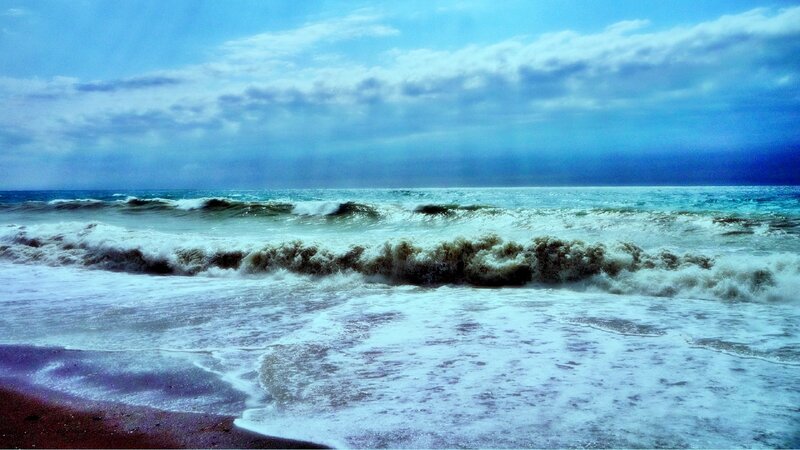Ocean Waves Crashing — Blue, Dramatic, Photograph, Beach