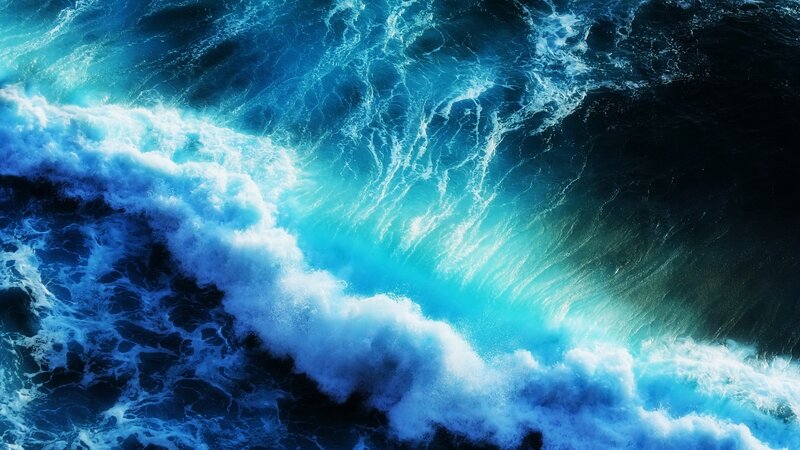 Ocean Waves Crashing — Blue, Dramatic, Photograph, Foam, Sea