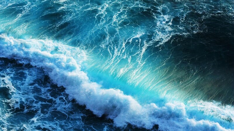 Ocean Waves Crashing — Blue, Dramatic, Photograph, Foam