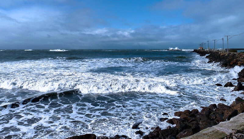 Ocean Waves Crashing — Blue, Dramatic, Photograph, Rocks