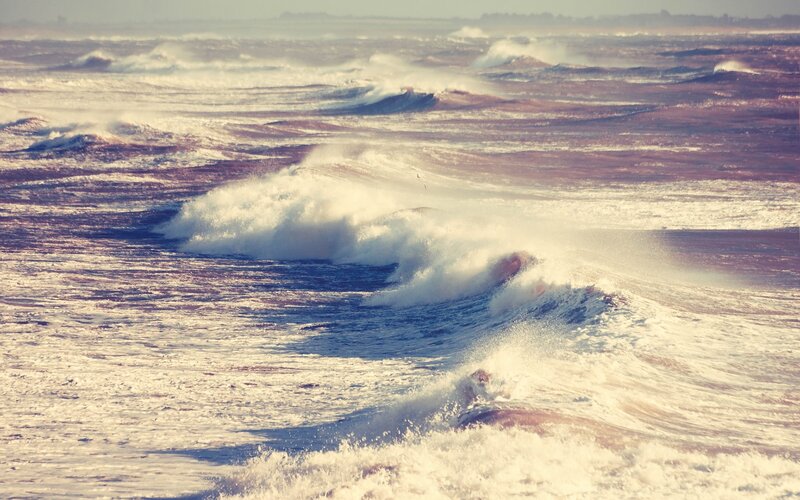 Ocean Waves Crashing — Blue, Dramatic, Photograph, Sea Foam