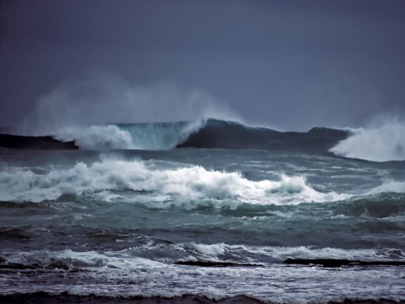 Ocean Waves Crashing — Blue, Dramatic, Photograph, Sea