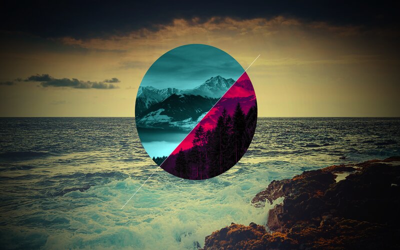 Ocean Waves Crashing — Blue, Dramatic, Sunset, Digital Art