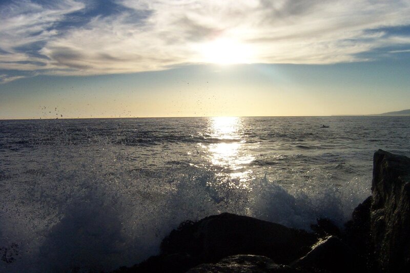 Ocean Waves Crashing — Blue, Dramatic, Sunset, Photograph, Sun, Sky