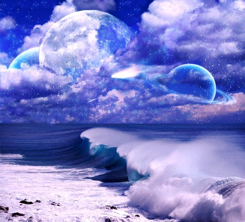 Ocean Waves Crashing — Blue, Dreamy