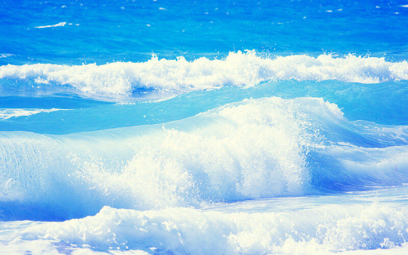 Ocean Waves Crashing — Blue, Dynamic, Afternoon, Photograph, Foam