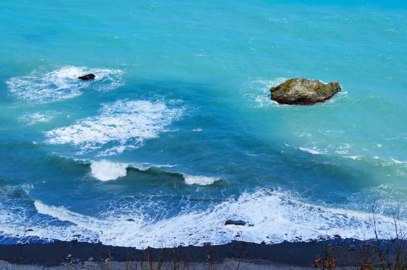 Ocean Waves Crashing — Blue, Dynamic, Afternoon, Photograph, Rocks, Beach