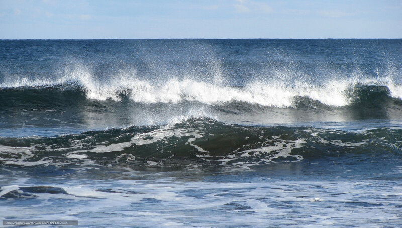 Ocean Waves Crashing — Blue, Dynamic, Afternoon, Photograph, Sea, Sky, Foam