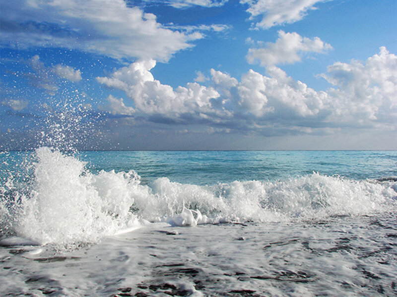Ocean Waves Crashing — Blue, Dynamic, Afternoon, Photograph