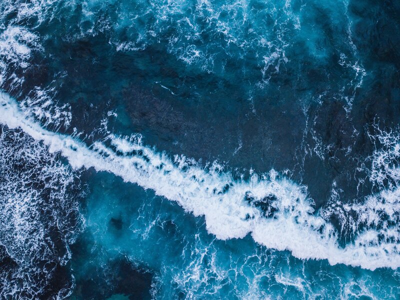Ocean Waves Crashing — Blue, Dynamic, Photograph, Foam, Rock