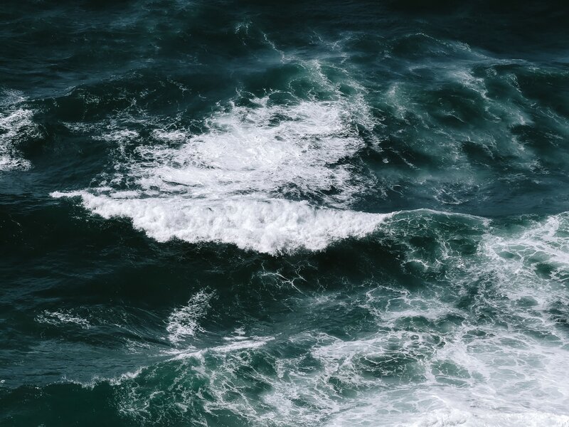 Ocean Waves Crashing — Blue, Dynamic, Photograph, Foam, Sea