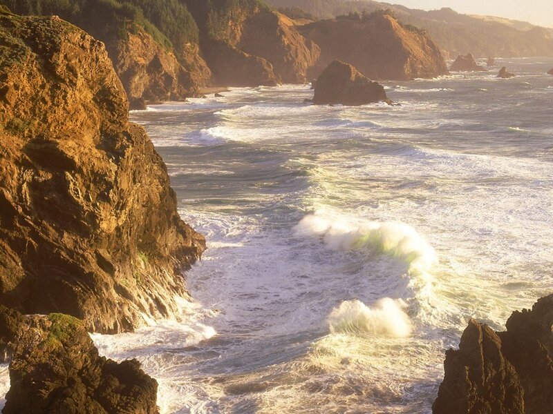 Ocean Waves Crashing — Brown, Dramatic, Sunset, Photograph