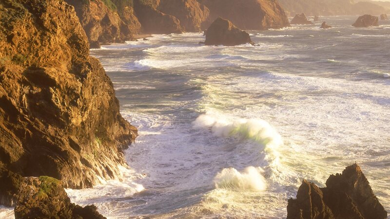 Ocean Waves Crashing — Brown, Dramatic, Sunset