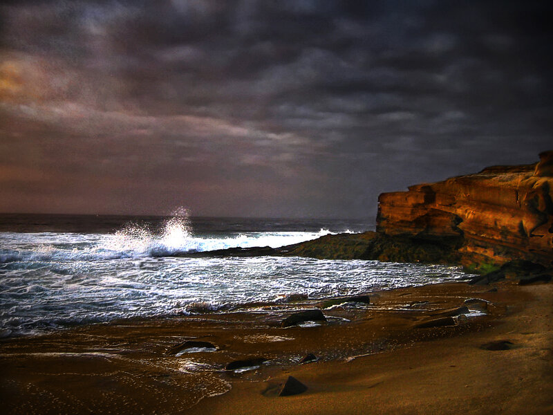 Ocean Waves Crashing — Brown