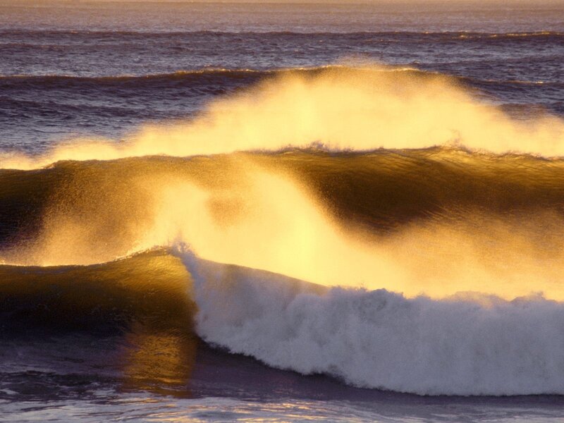 Ocean Waves Crashing — Gold