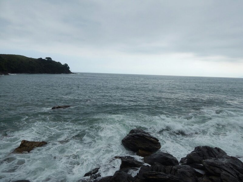 Ocean Waves Crashing — Gray, Overcast, Photograph, Rocks