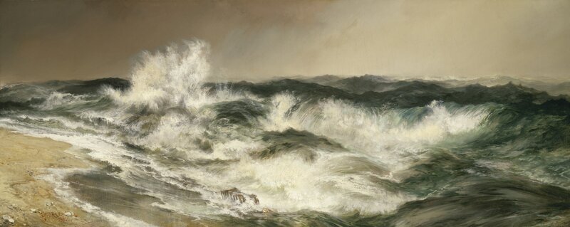 Ocean Waves Crashing — Green, Dramatic, Painting