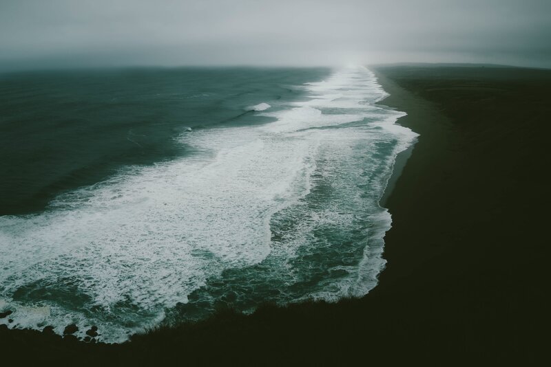 Ocean Waves Crashing — Green, Dramatic, Photograph, Beach